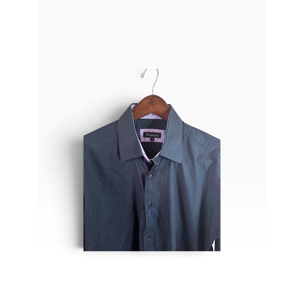 Maceoo Button Up Shirt Mens 5 XL Black Colorful Cuffs Preppy